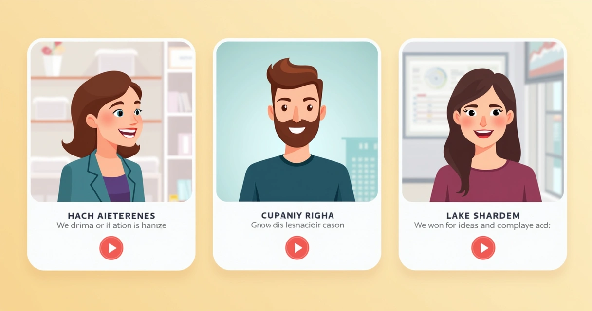 Página de landing page exibindo depoimentos em vídeo de vários clientes 