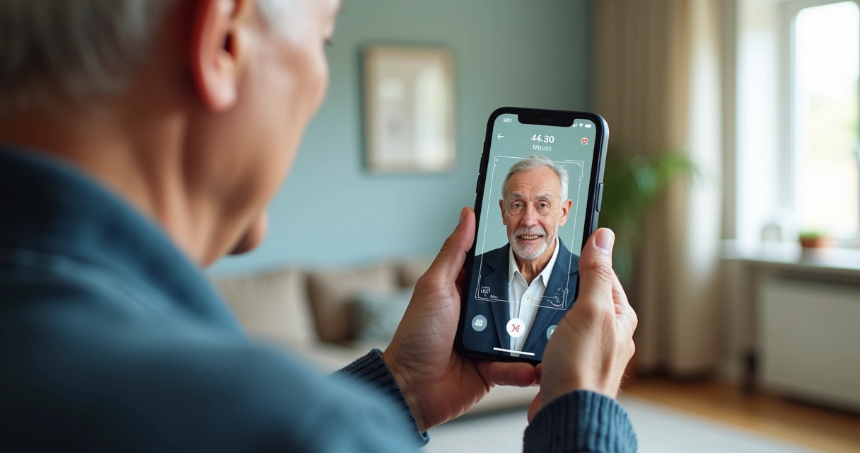 Homem fazendo prova de vida digital pelo aplicativo Meu INSS 