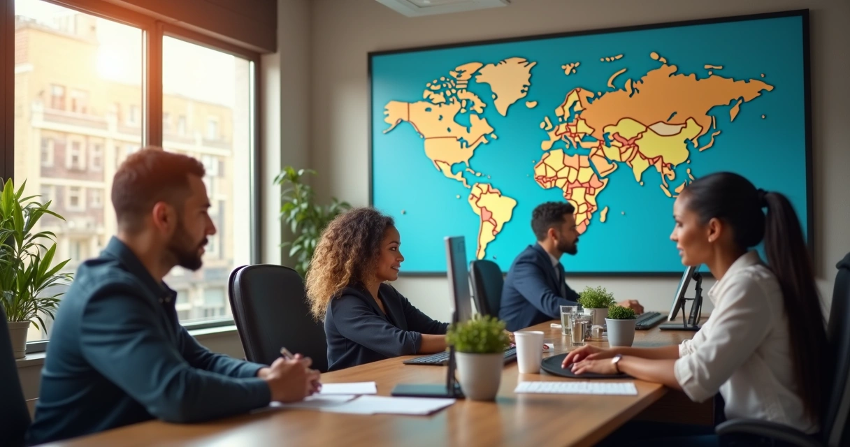 Equipe de provedores de internet atendendo clientes em escritório local