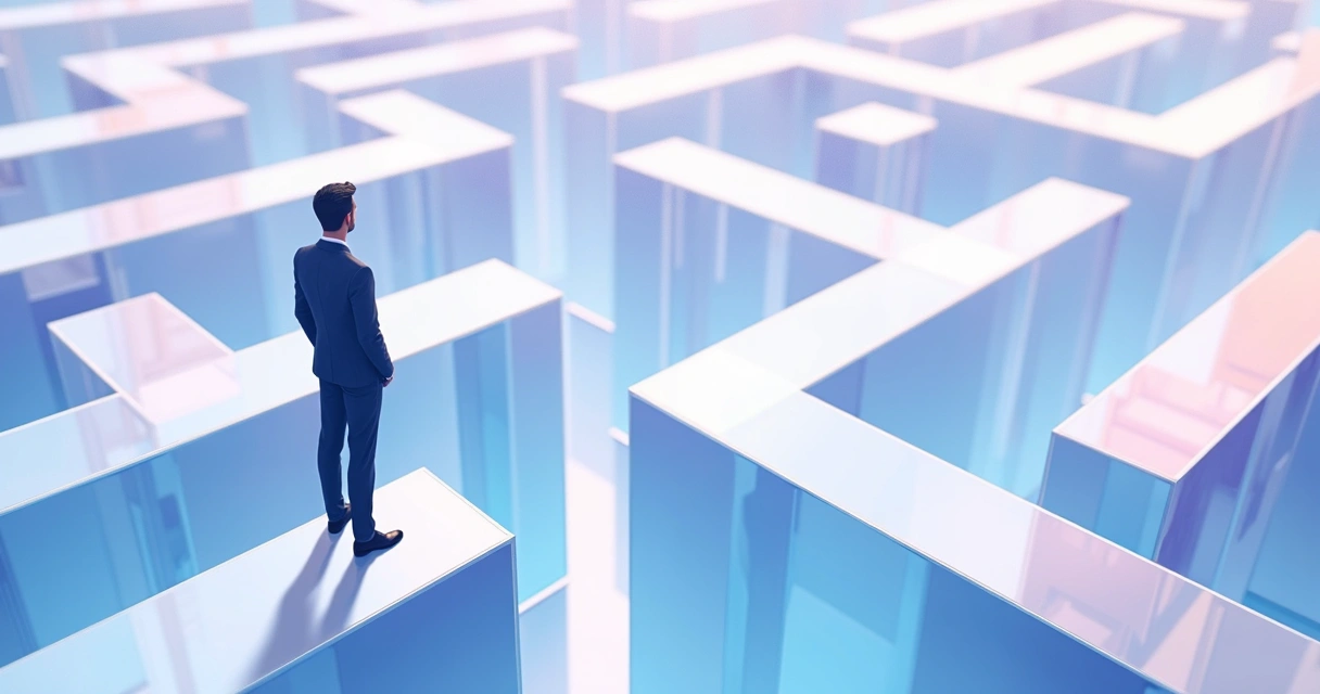 Pessoa em reflexão olhando para labirinto de espelhos 