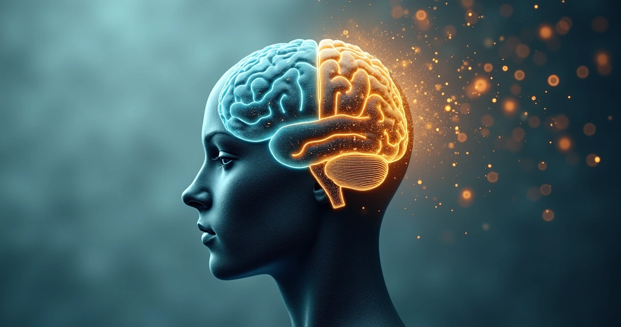 Comparación visual entre psicología tradicional y psicología marquesiana en un mismo cerebro dividido 
