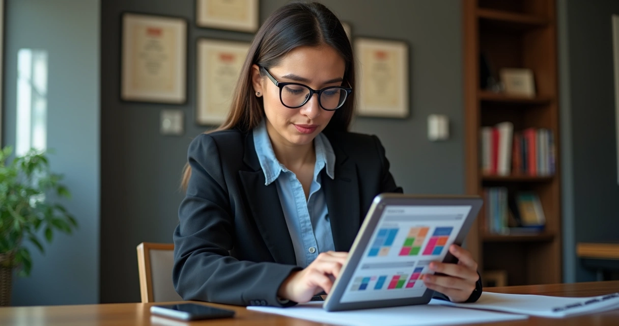 Psicólogo usando tablet para administrar agenda digital 