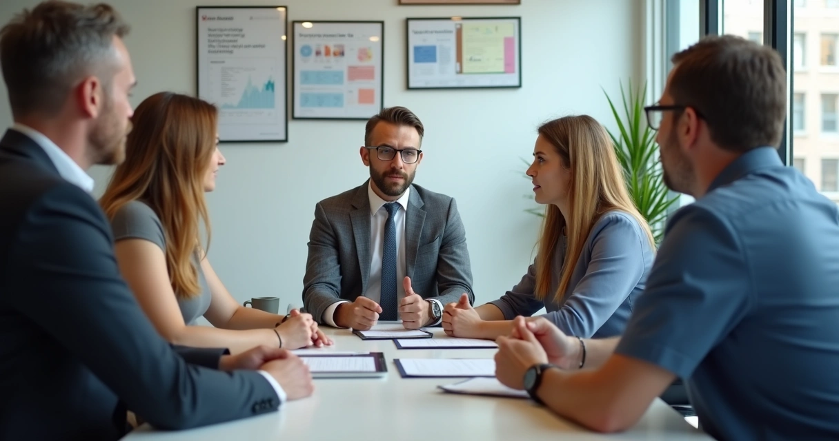Psicólogo conversa com colaboradores em empresa 
