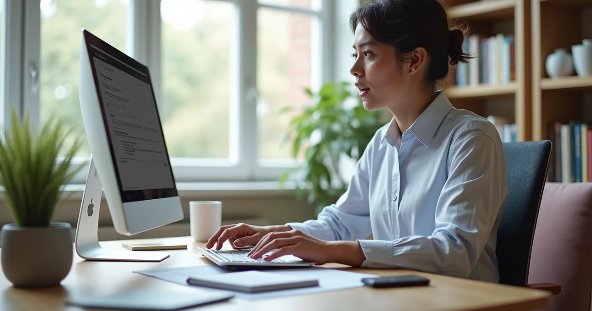 Psicólogo organizando conteúdo em mesa de trabalho com notebook e anotações 