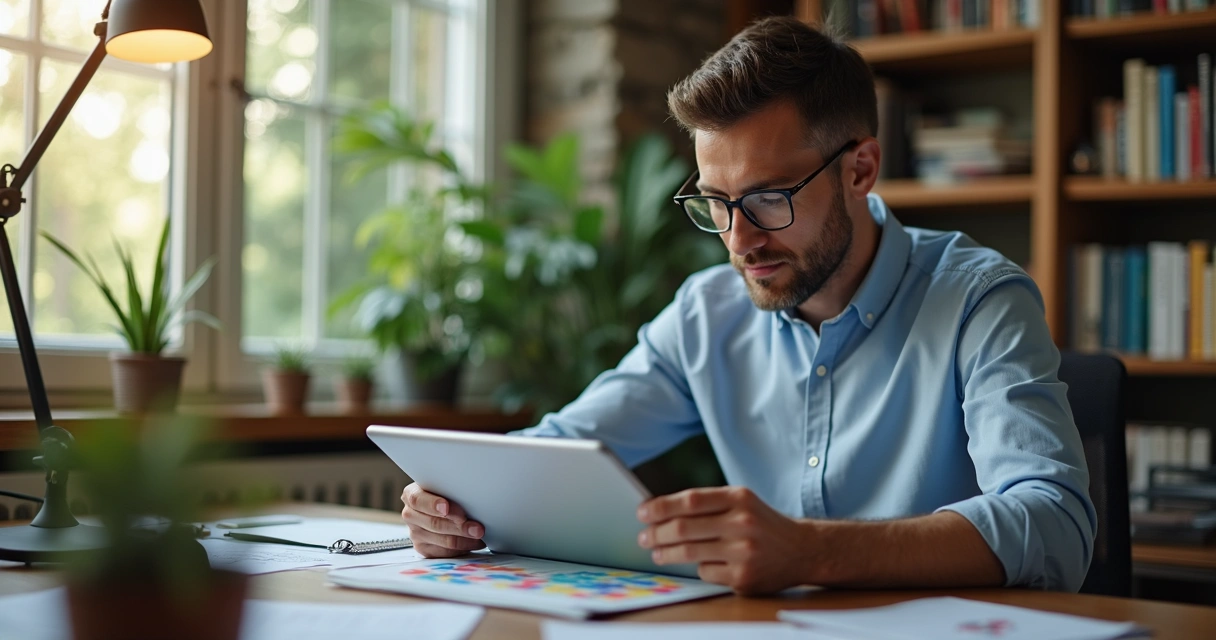 Psicólogo organizando agenda clínica em tablet