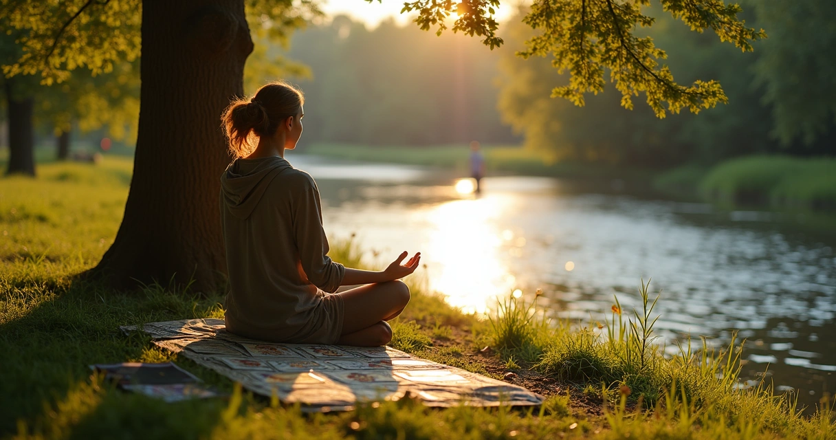 Meditating person finding balance in psychic work 