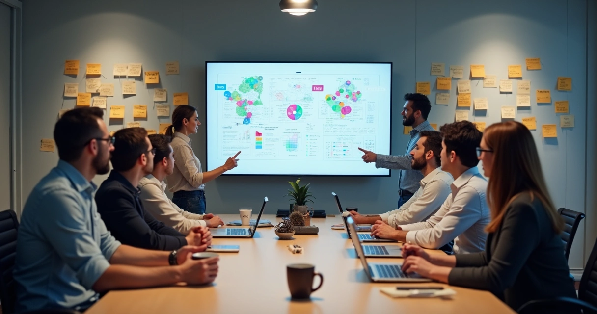 Equipe analisando gráfico de público segmentado para e-commerce 
