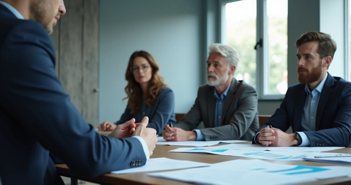 Public leader pausing during a tense meeting