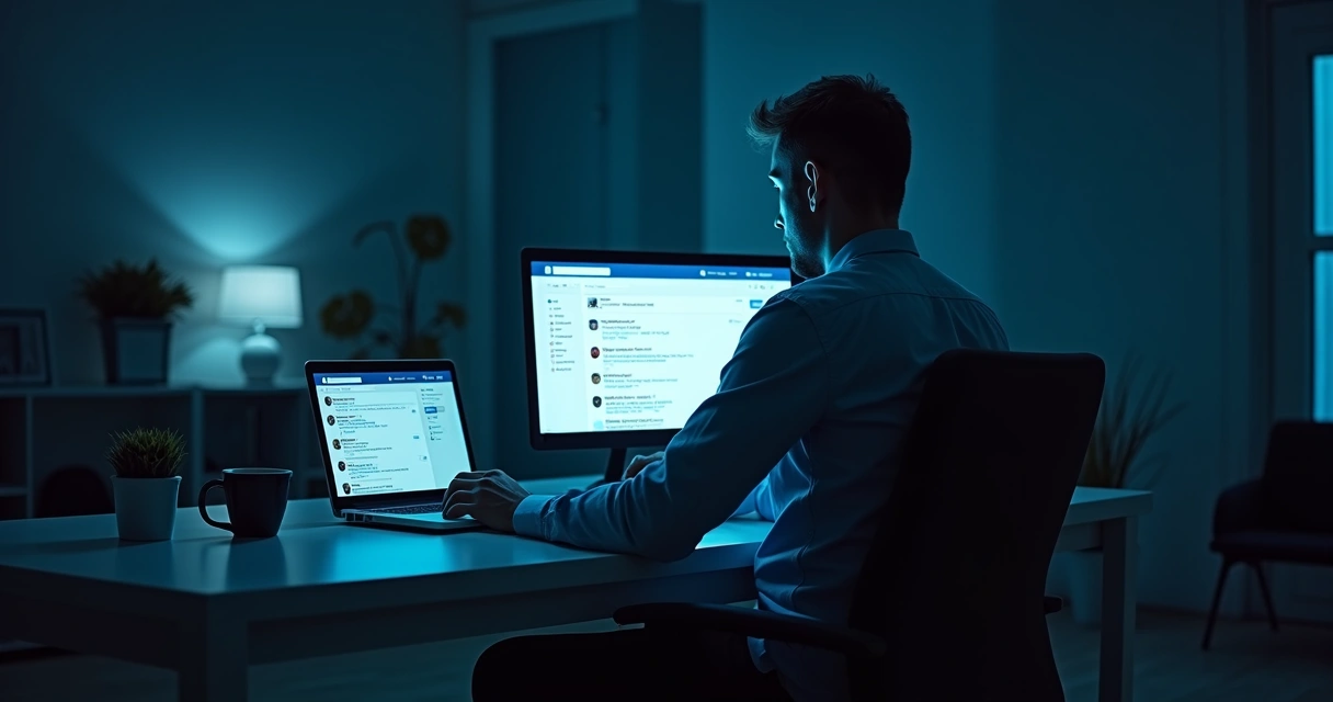 Homem sozinho olhando para tela do notebook 