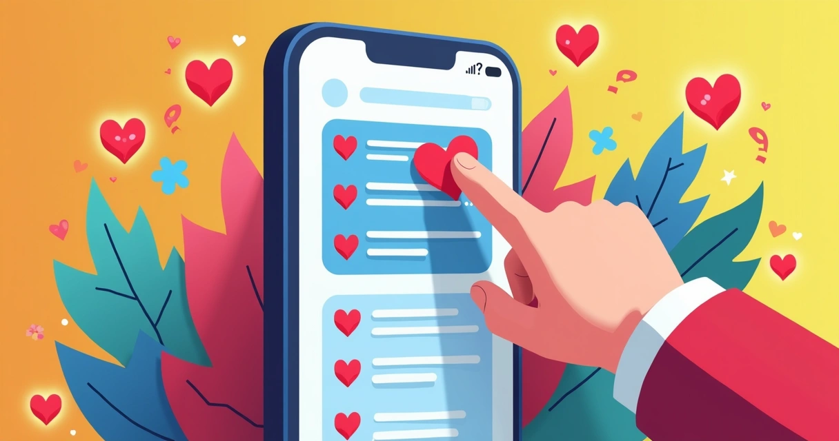 Post colorido com perguntas e corações nas redes sociais 