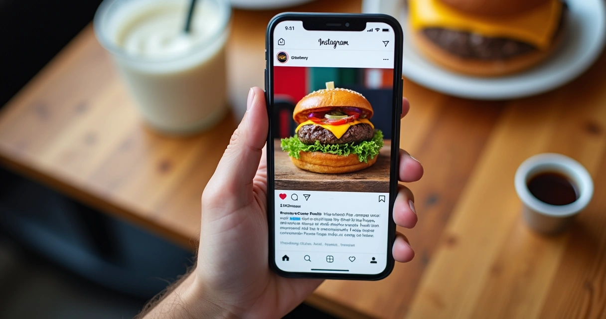 Publicação de food truck no Instagram com foto de hambúrguer 