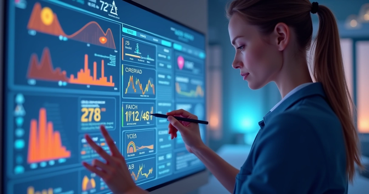 Pessoa ajustando variáveis de publicação de conteúdo automatizado LinkedIn em um painel digital 