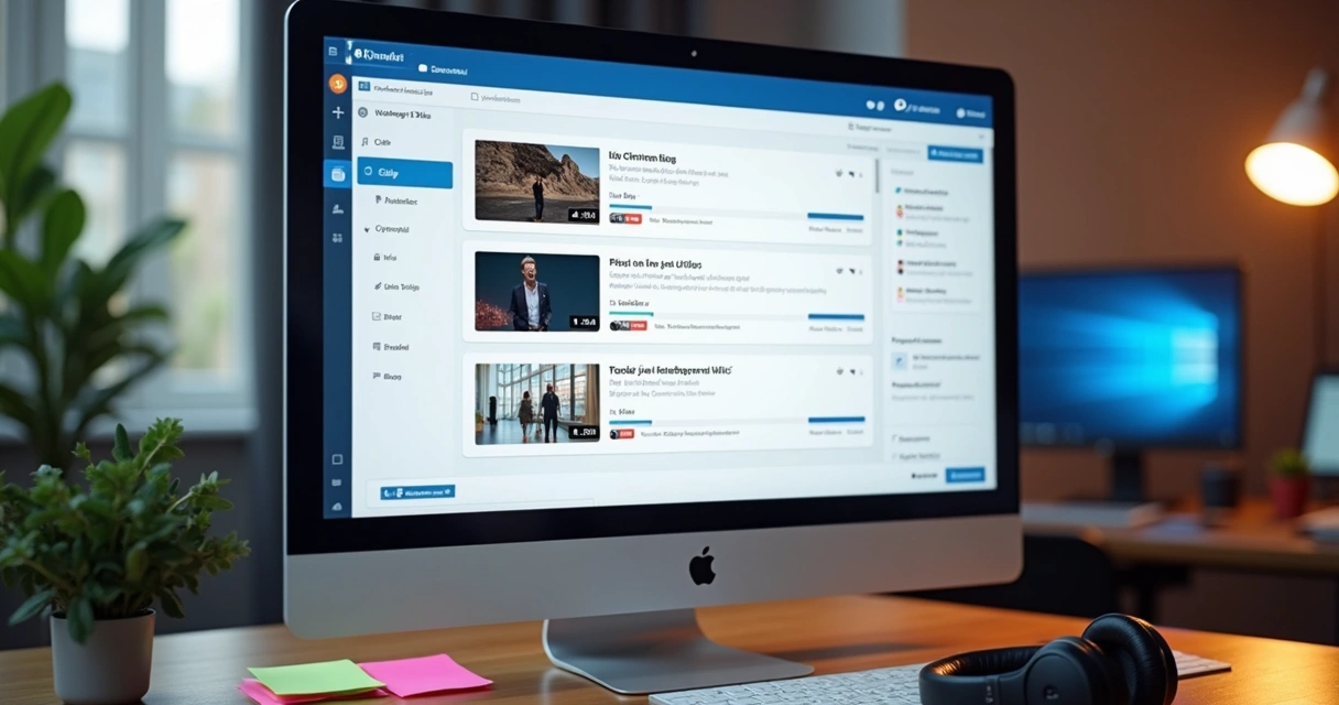 Tool panel publishing video on multiple social networks simultaneously 