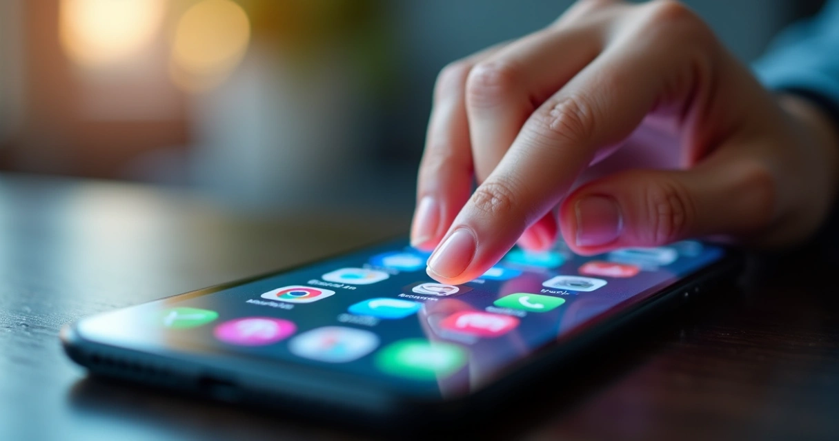 Mão clicando em botão de compartilhar em smartphone 