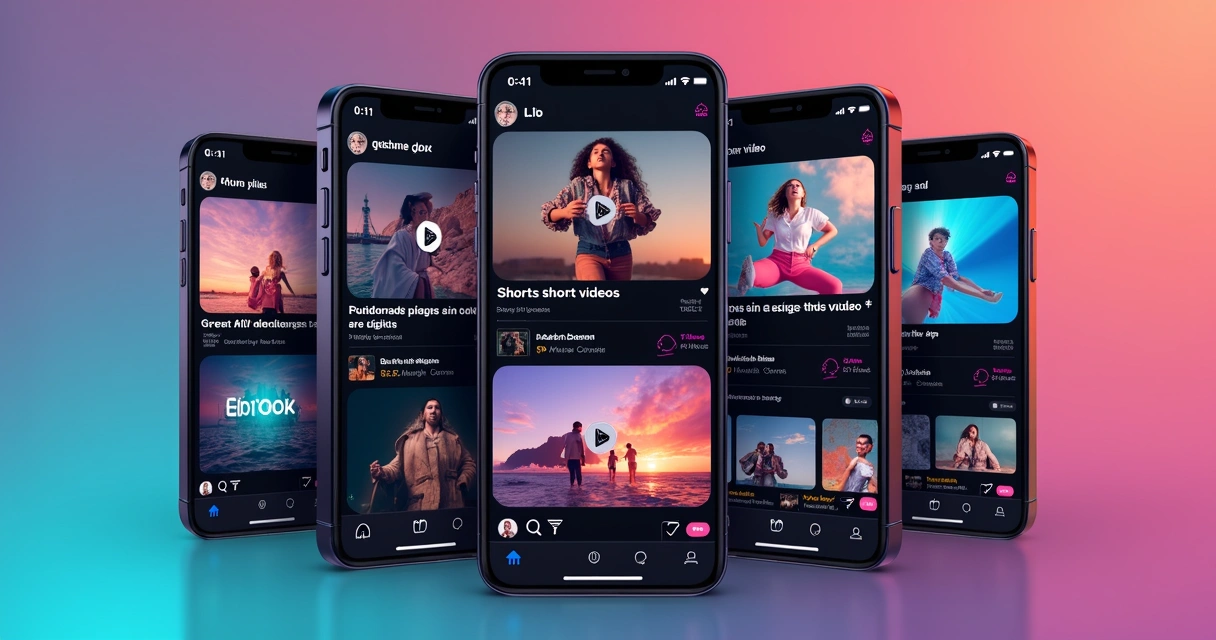 Feed from TikTok and Instagram showing different short videos with varied visual styles