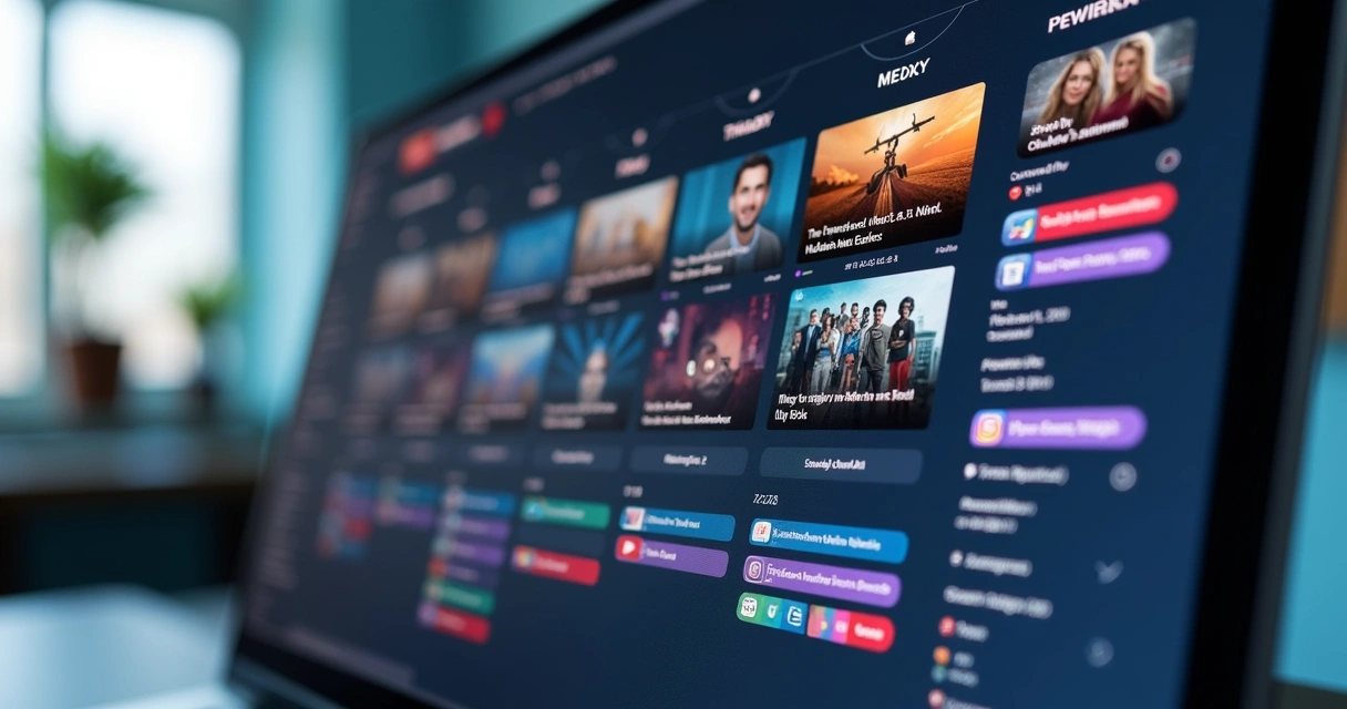 Calendário digital com vídeos agendados e ícones de redes sociais 