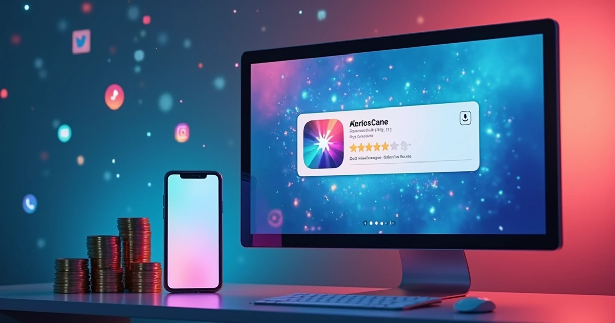 Pantalla con app publicada y notificaciones de descargas 