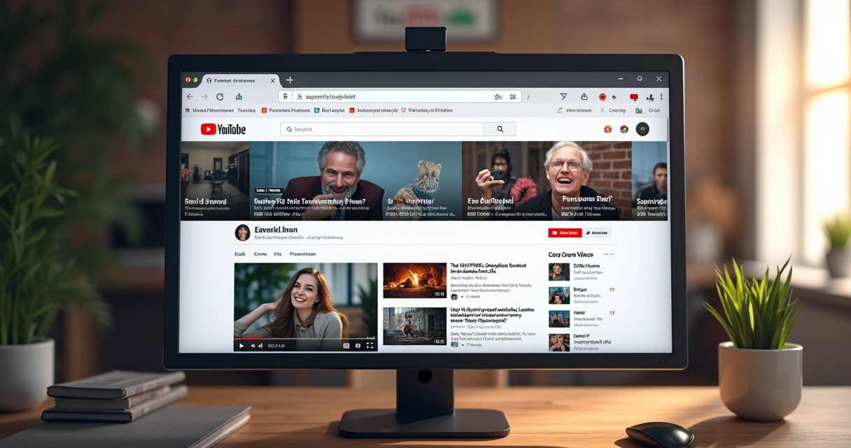 Painel de vídeos do YouTube mostrando anúncios personalizados 