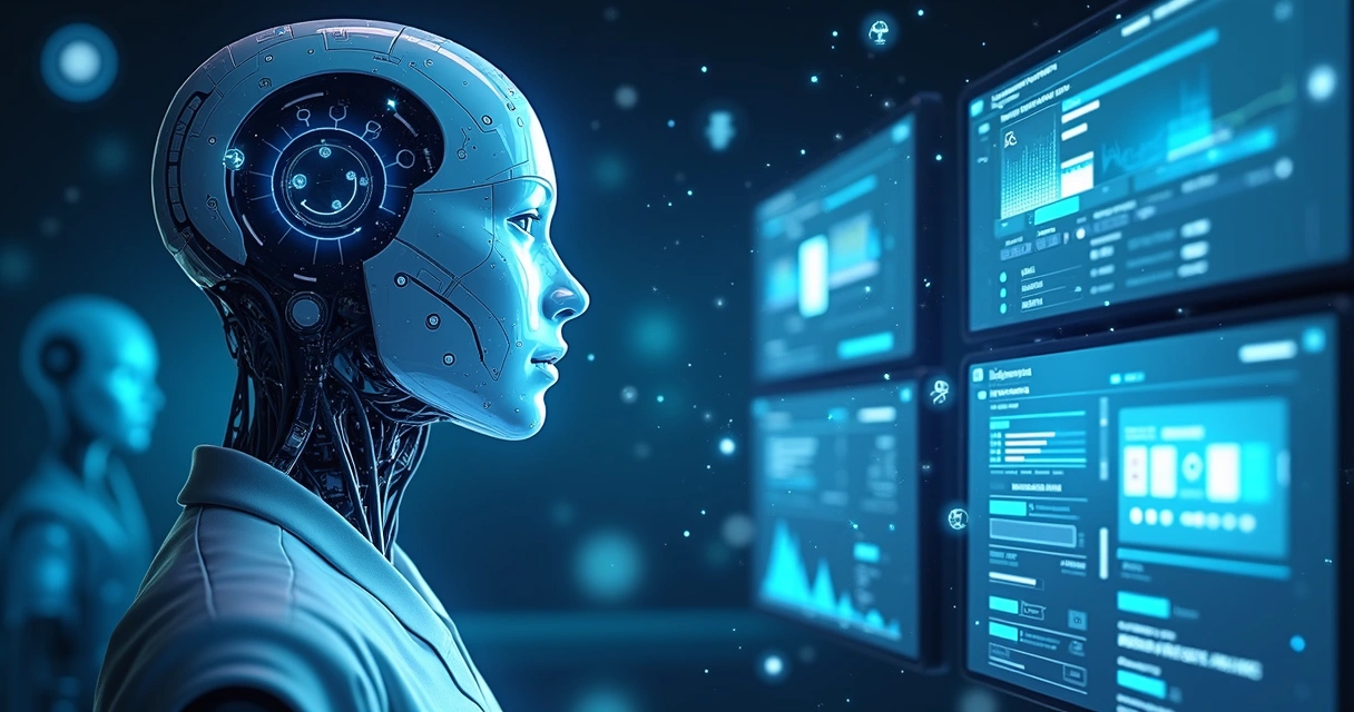 Ilustração de inteligência artificial interagindo com anúncios online 