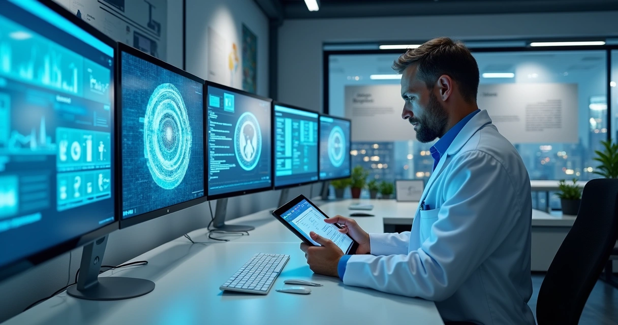 Consultório médico moderno com tecnologia digital 