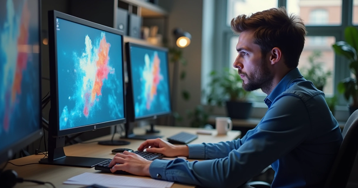 Pessoa olhando irritada para tela de computador com anúncio repetido