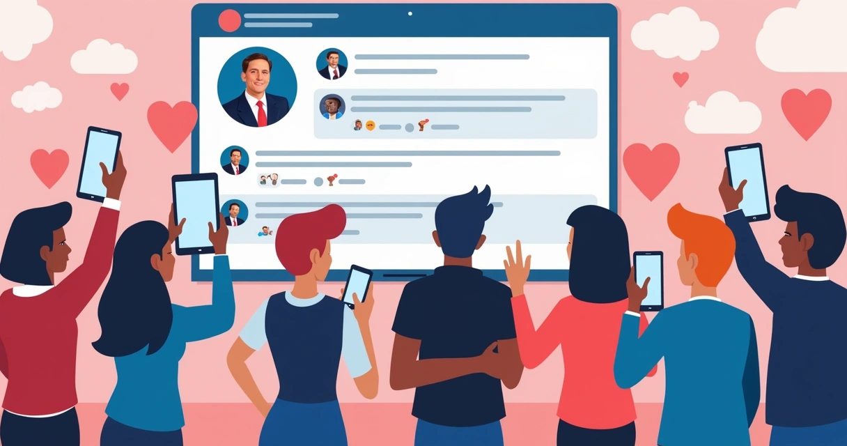 Público interagindo com post político nas redes sociais 