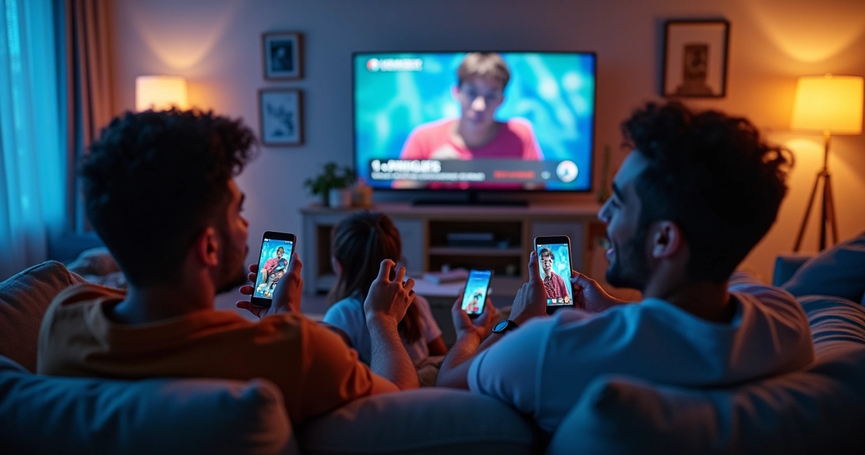 Group of people watching live cuts on cell phones 