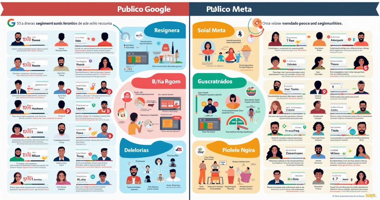 Comparação de públicos segmentados entre Google e Meta Ads 