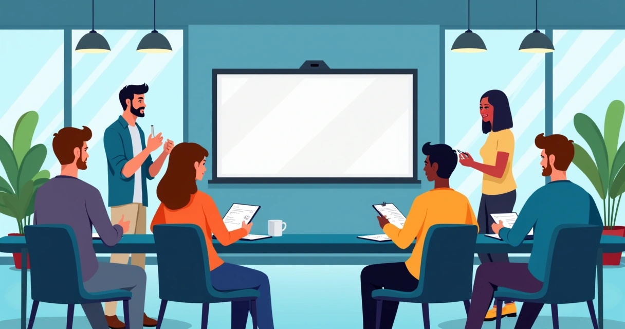 Grupo jovem assistindo vídeo educativo em conselho 