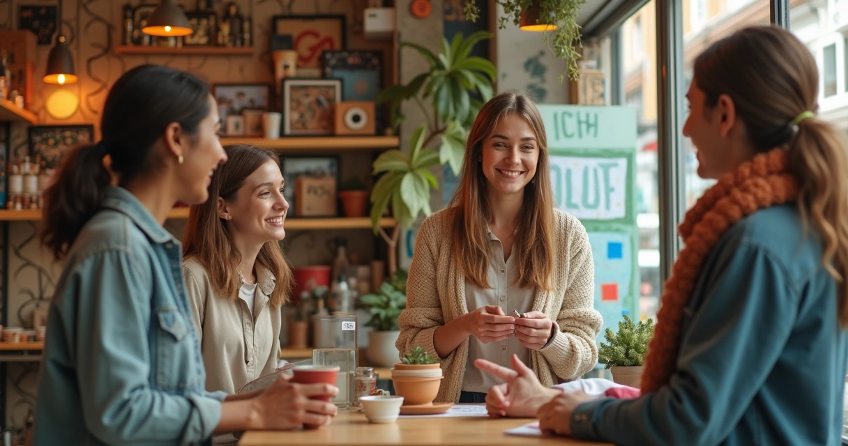 Grupo de consumidores sorrindo em uma loja de bairro 