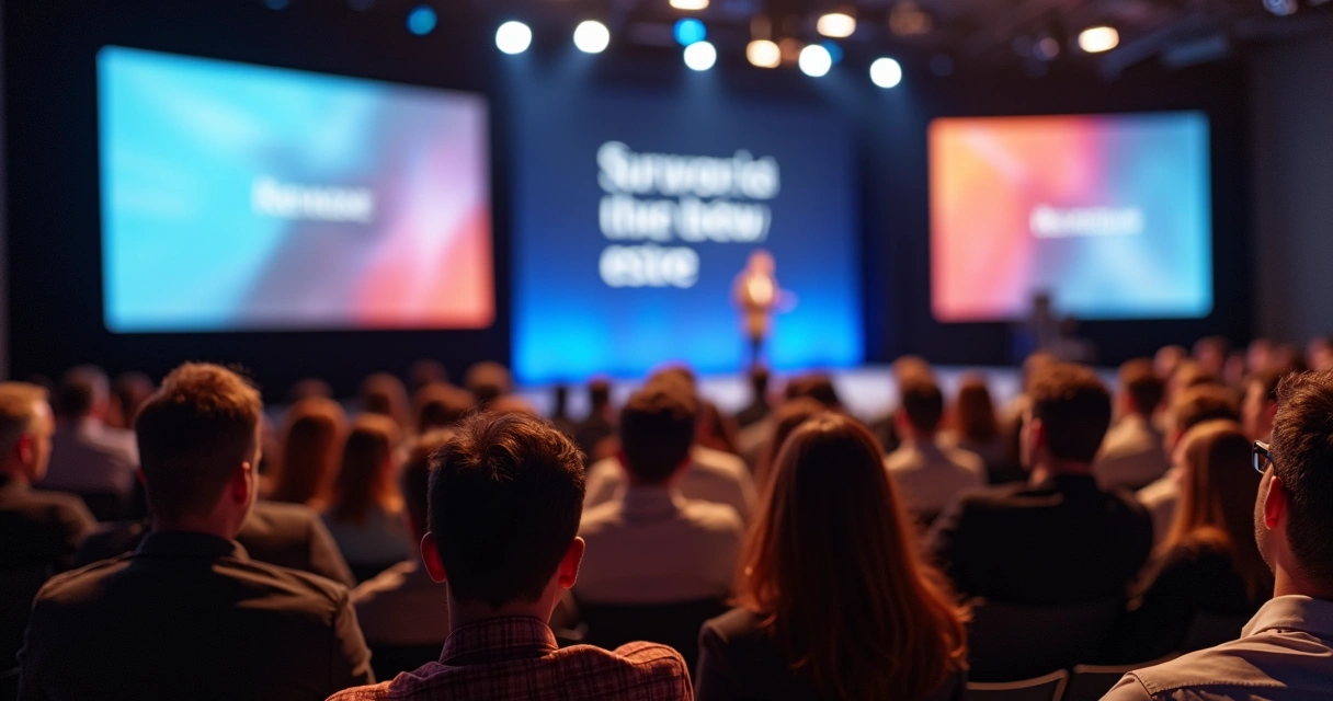 Plateia atenta e sorridente assistindo apresentação 