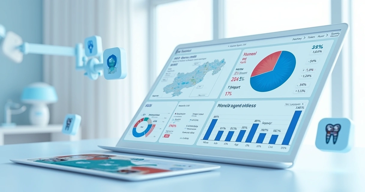 Painel digital mostrando dados de público segmentado para anúncios de odontologia 