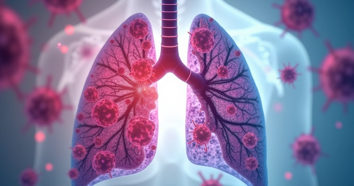 Células cancerosas do pulmão vistas ao microscópio 