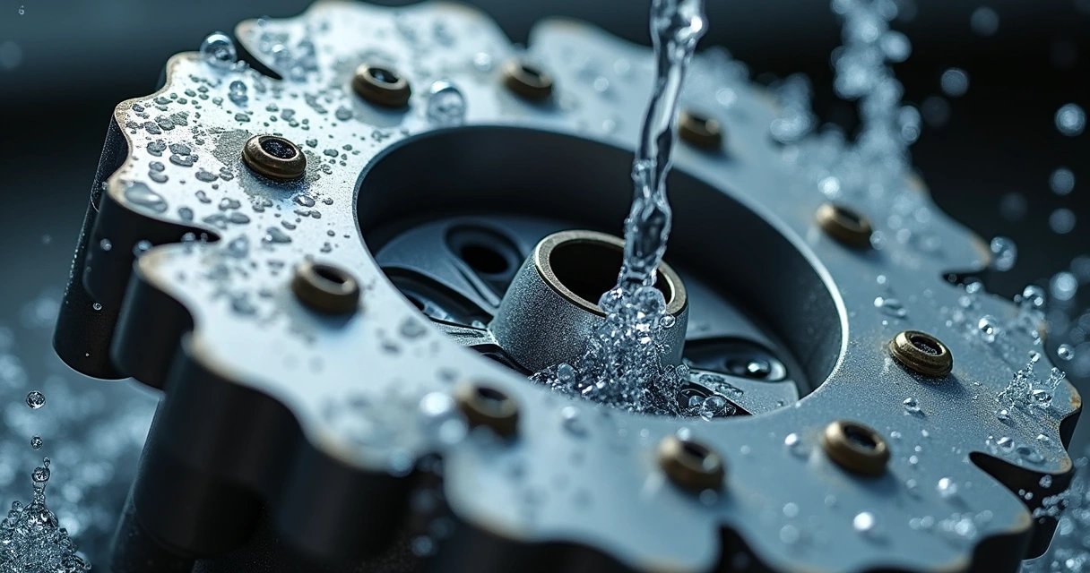 Cavitation bubbles inside pump impeller 