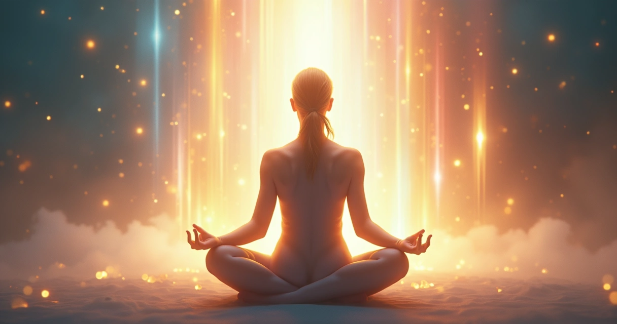 Aura brilhante ao redor de pessoa em meditação após sessão de Reiki 