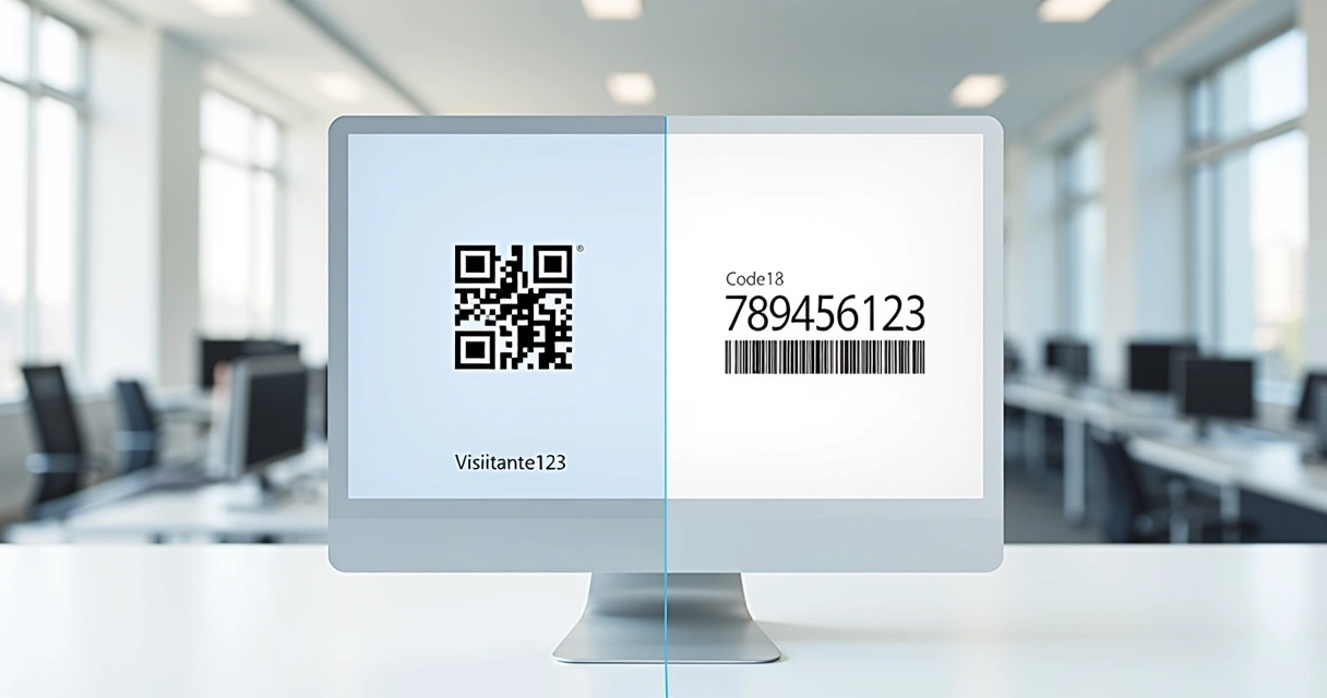 Dois códigos na tela, QR Code e Code 128, lado a lado 