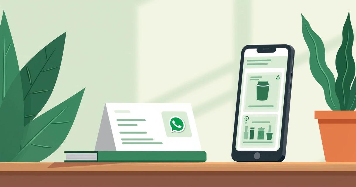 Cartão de visita com QR code e WhatsApp ao lado de celular 