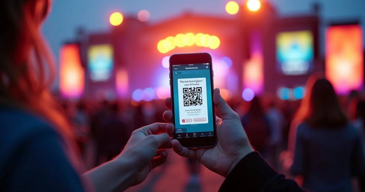 Pessoa usando QR code em evento para ingresso 