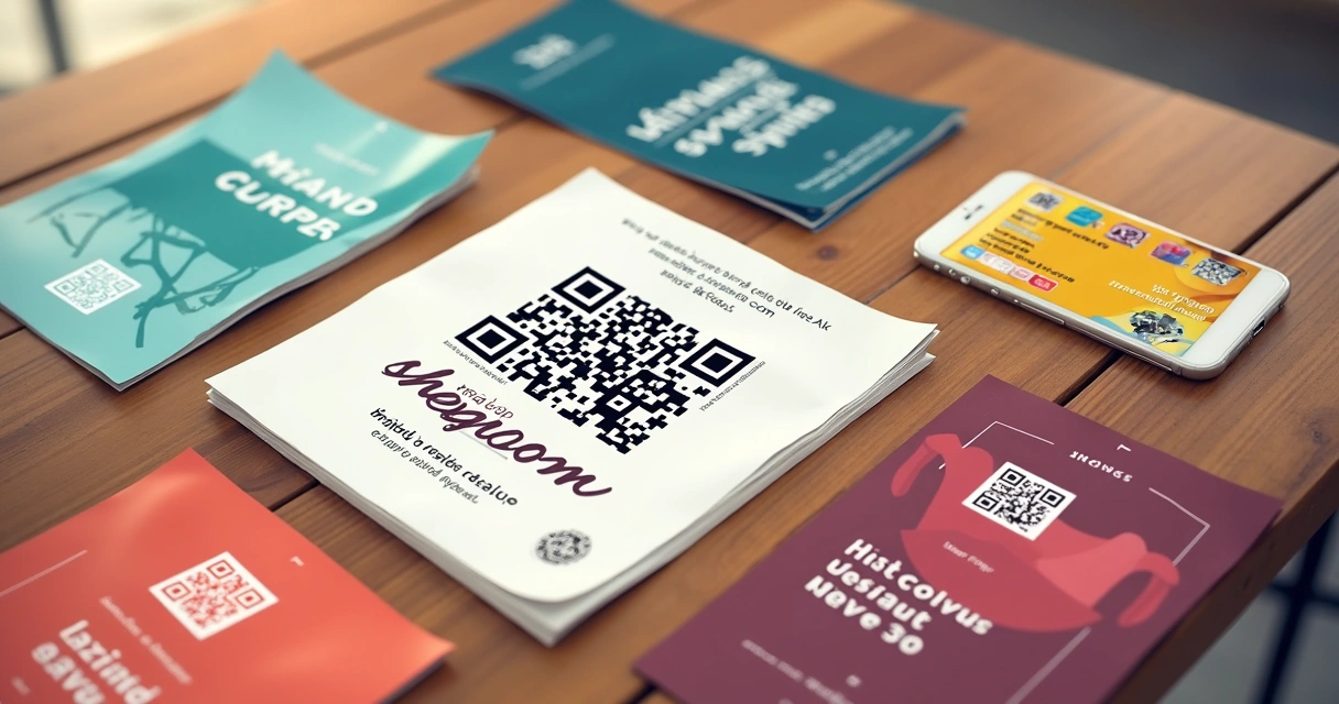 Material promocional com QR code e cupom em destaque 