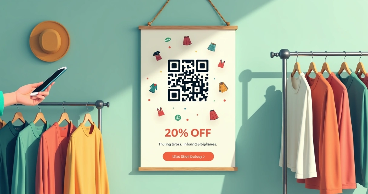 Cartaz de brechó com QR Code para catálogo digital 