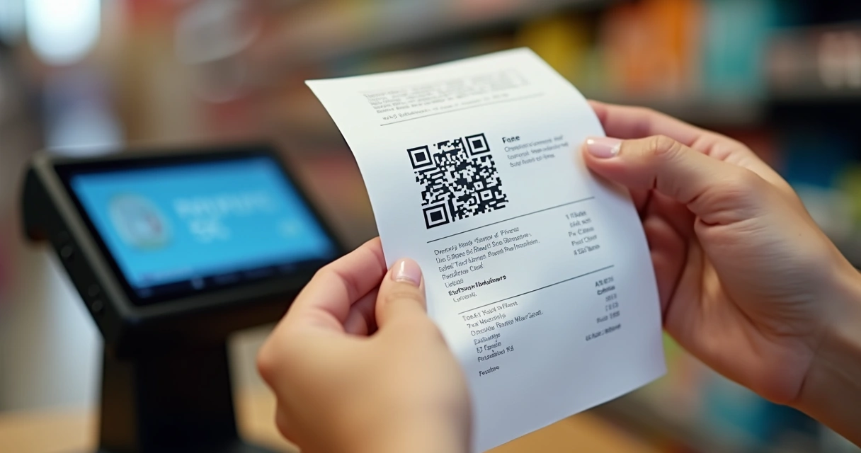 QR Code impresso em cupom fiscal na tela de caixa 