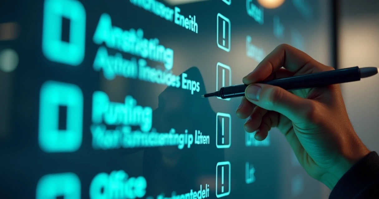 Quadro de checklist digital com itens sendo marcados como concluídos 