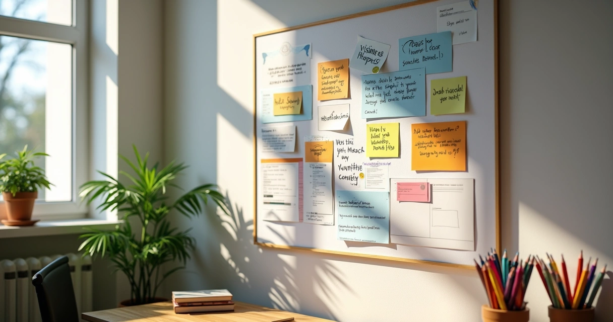 Quadro de conquistas financeiras em uma parede com mensagens positivas 