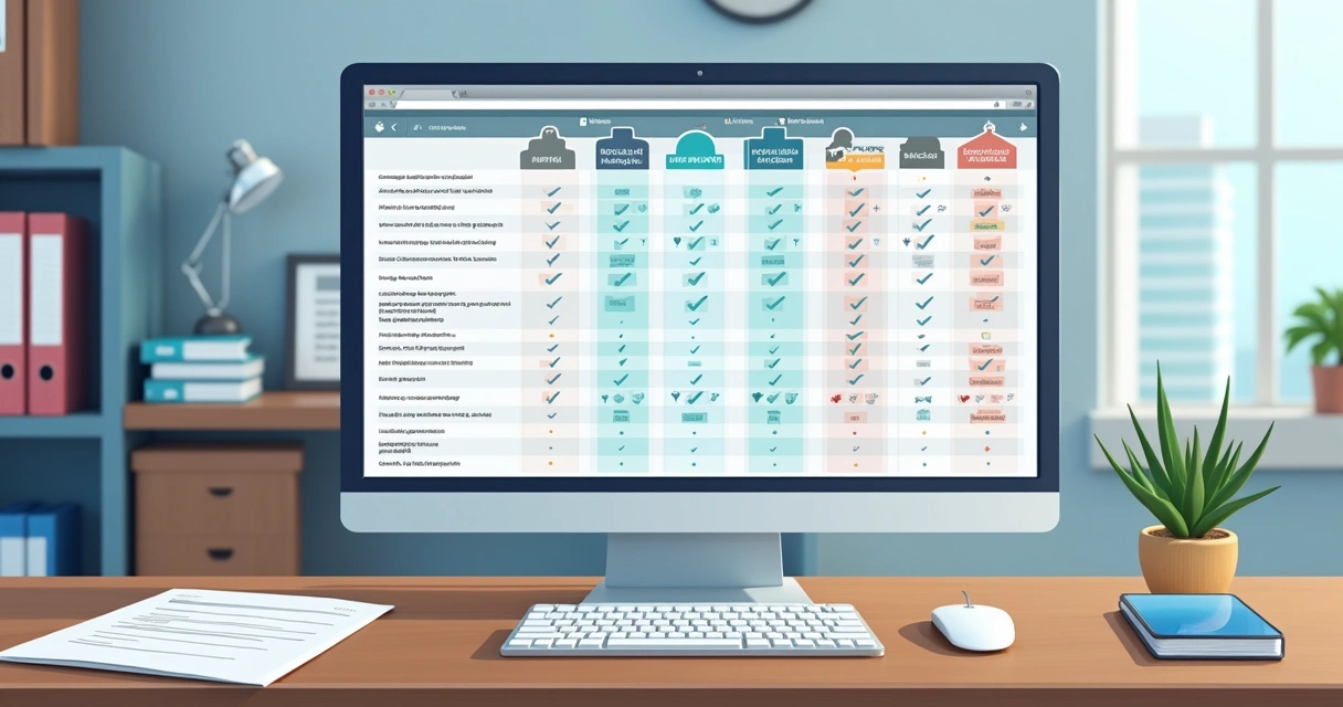 Comparação lado a lado de diferentes planos de saúde em tela de computador 