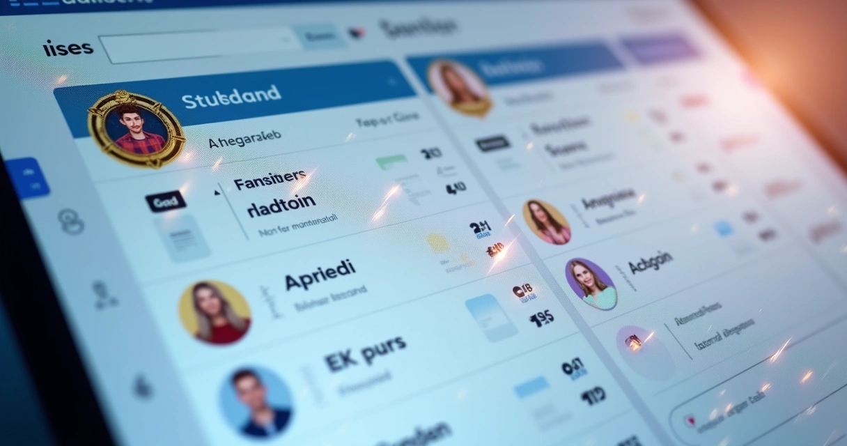 Quadro de conquistas de alunos em plataforma de ensino digital 