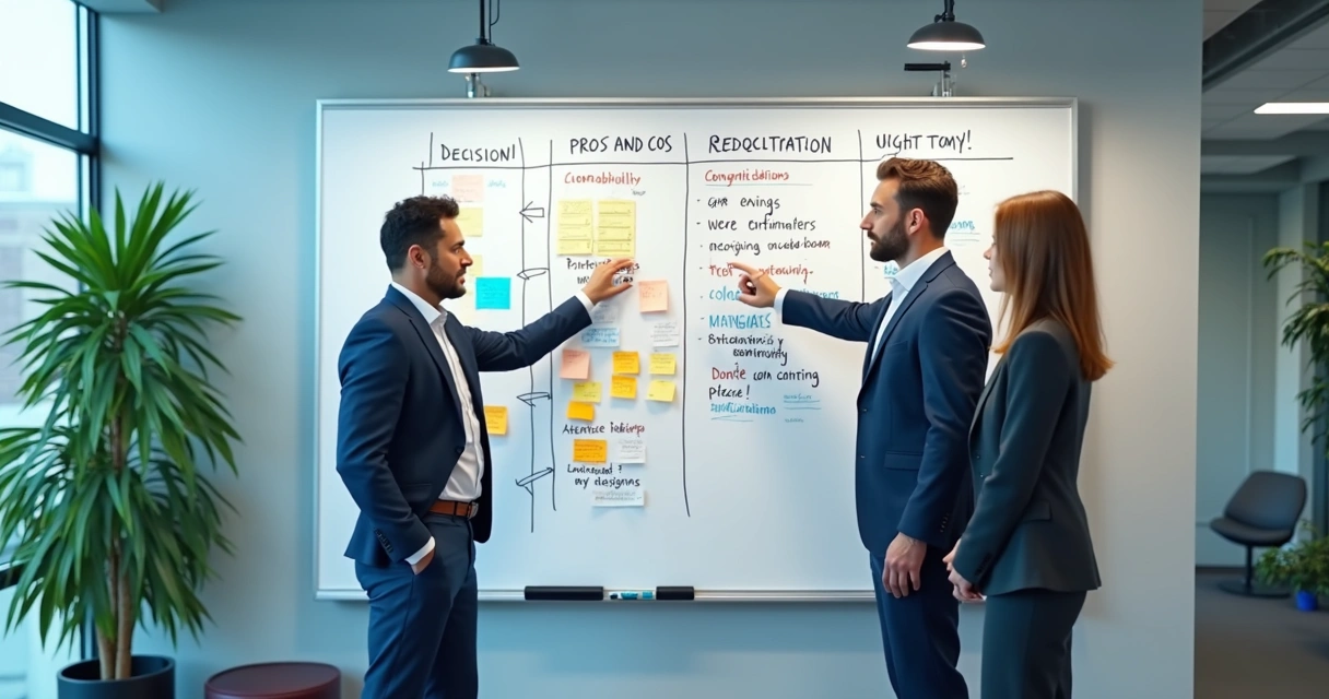Quadro com critérios de decisão coletiva em ambiente de trabalho 