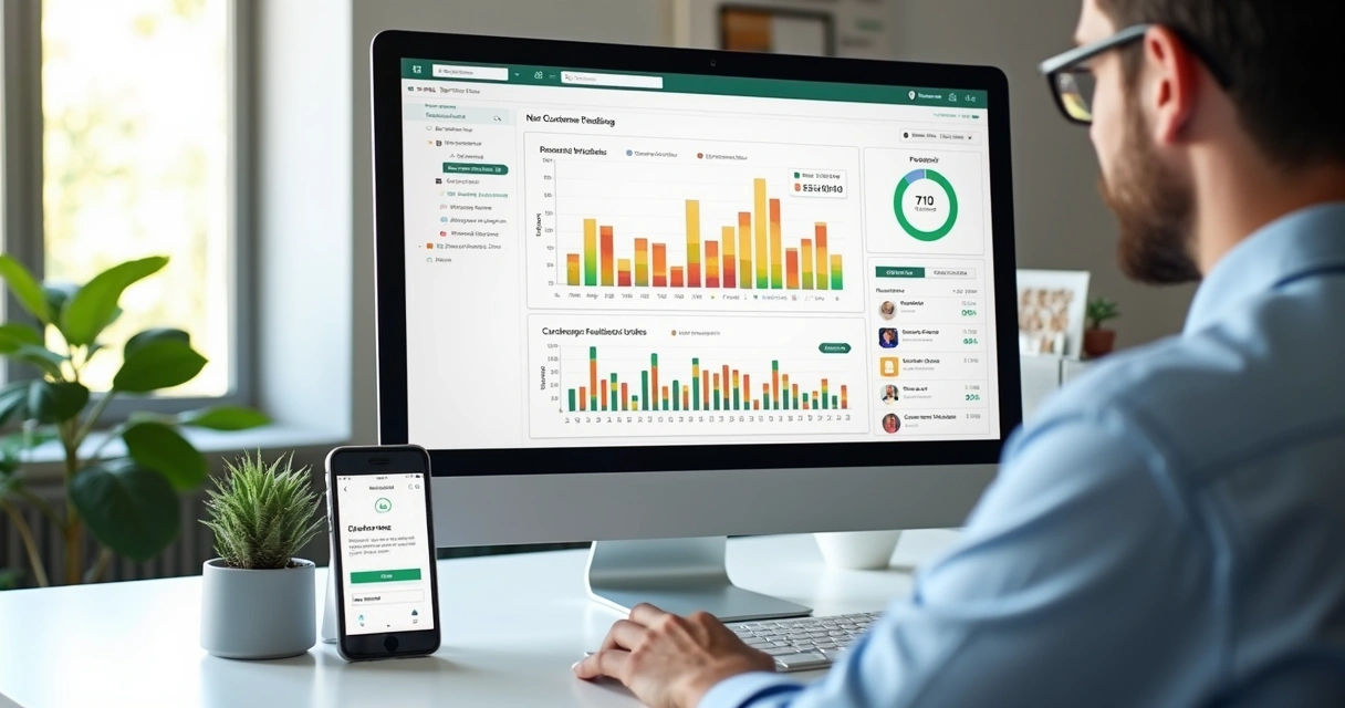 Quadro mostrando dados de feedback automático com gráficos 