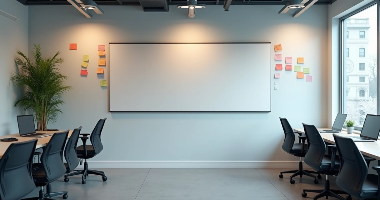 Quadro de ideias vazio em escritório moderno 