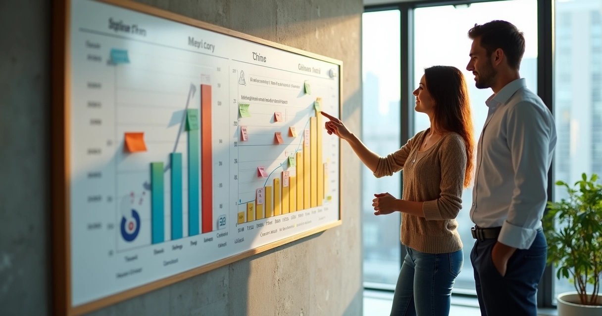 Painel de indicadores Balanced Scorecard em escritório 