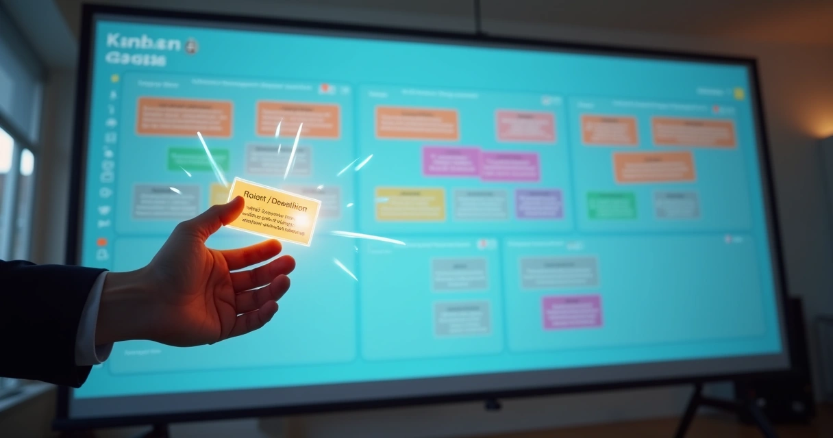Quadro kanban digital para peritos judiciais com cartões de processos